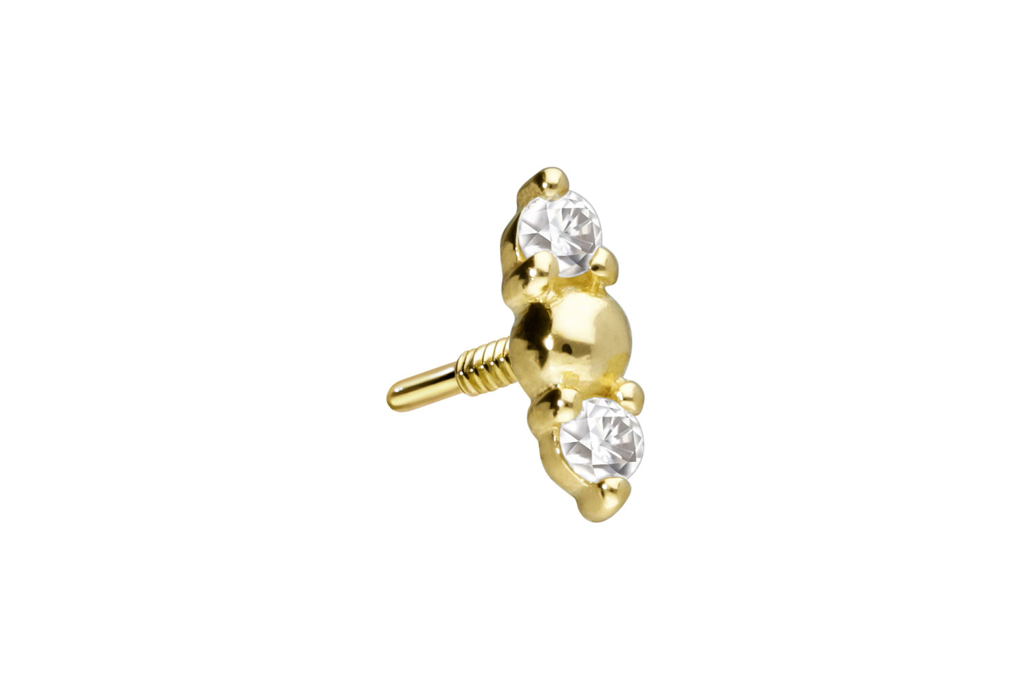 14 Karat Gold Schraubaufsatz mit Außengewinde 2 MOISSANITE + KUGEL von Piercingline